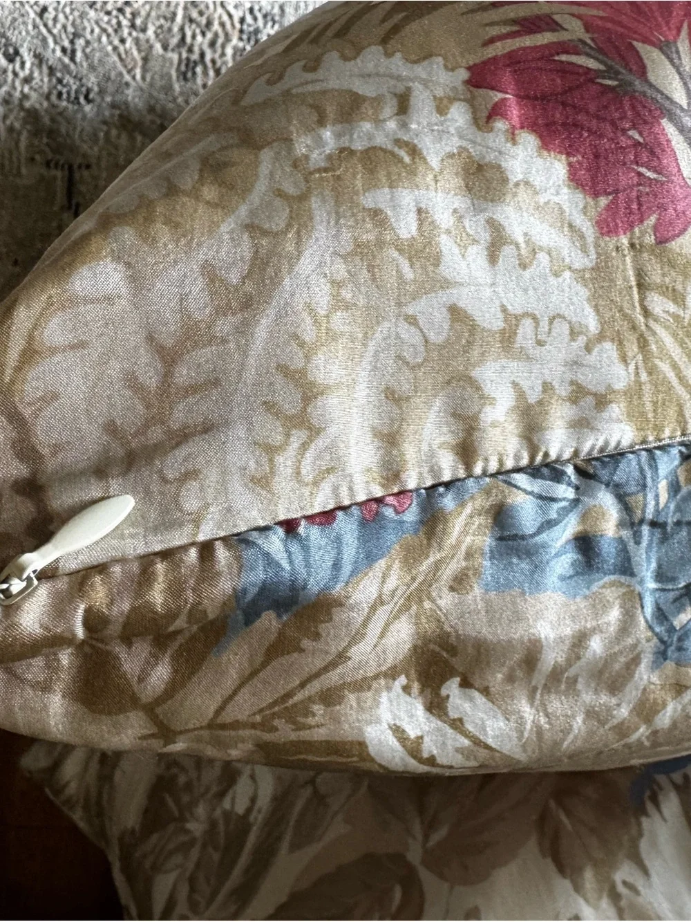 Williams Sonoma Floral Silk-Cotton Throw Pillow Pair in Tan, NO INSERTS
